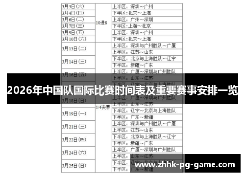 2026年中国队国际比赛时间表及重要赛事安排一览 2026年中国队国际比赛时间表及重要赛事安排一览